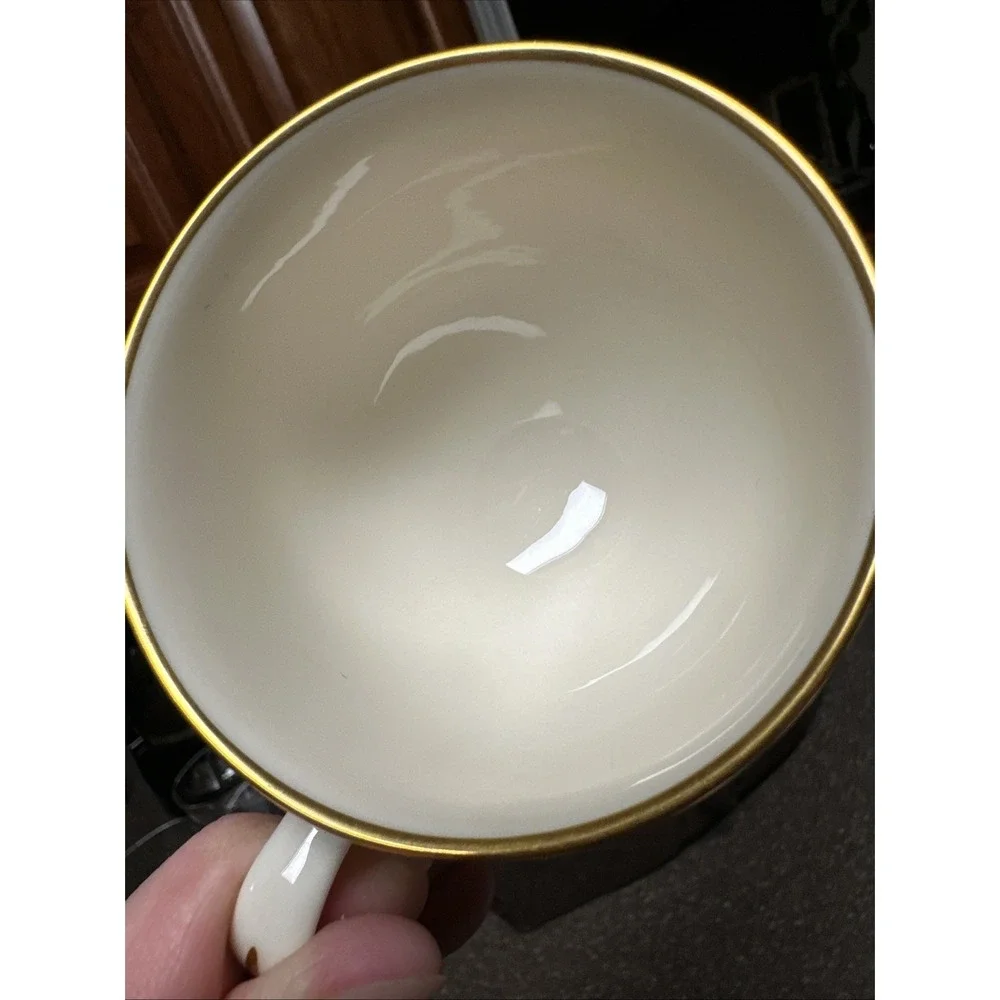 Lenox‎ Liberty Cups Set of 6 Ivory Blue Gold Trim Footed Tea Coffee USA